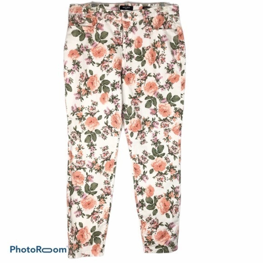 NINE WEST Cigarette Skinny Ankle Floral Jeans EUC
